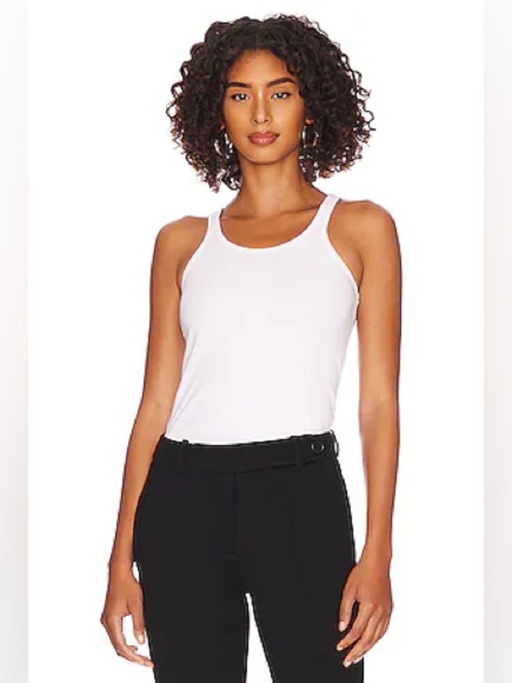 Anine Bing April Rib Knit Tank White XS